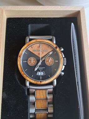 Original Grain Men's Black and Wood Chronograph Watch
